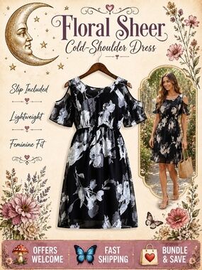 Xhilaration Floral Cold‑Shoulder Dress Sheer and Overlay Slip XS